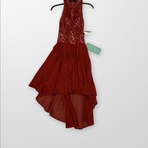 Burgundy partially backless dress